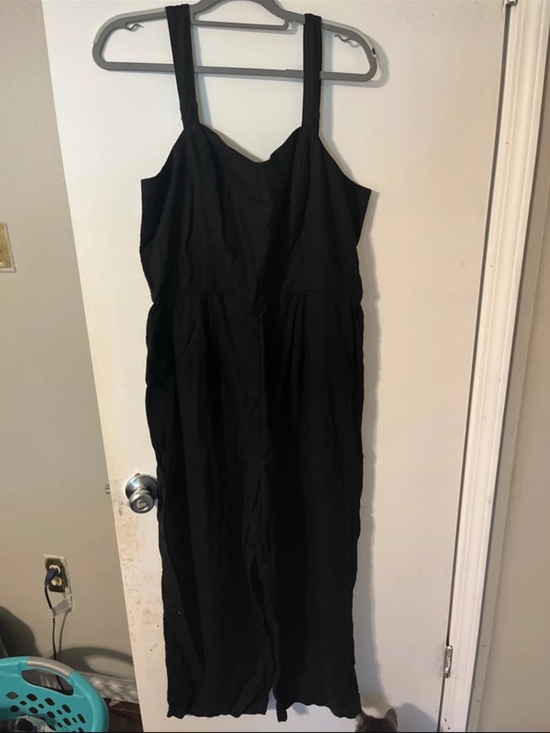 Old Navy Pants - Old Navy Black Wide-Strap Linen-Blend Jumpsuit